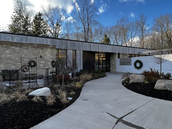 an external image of Pittsburgh Botanic Gardens one-story welcome center 